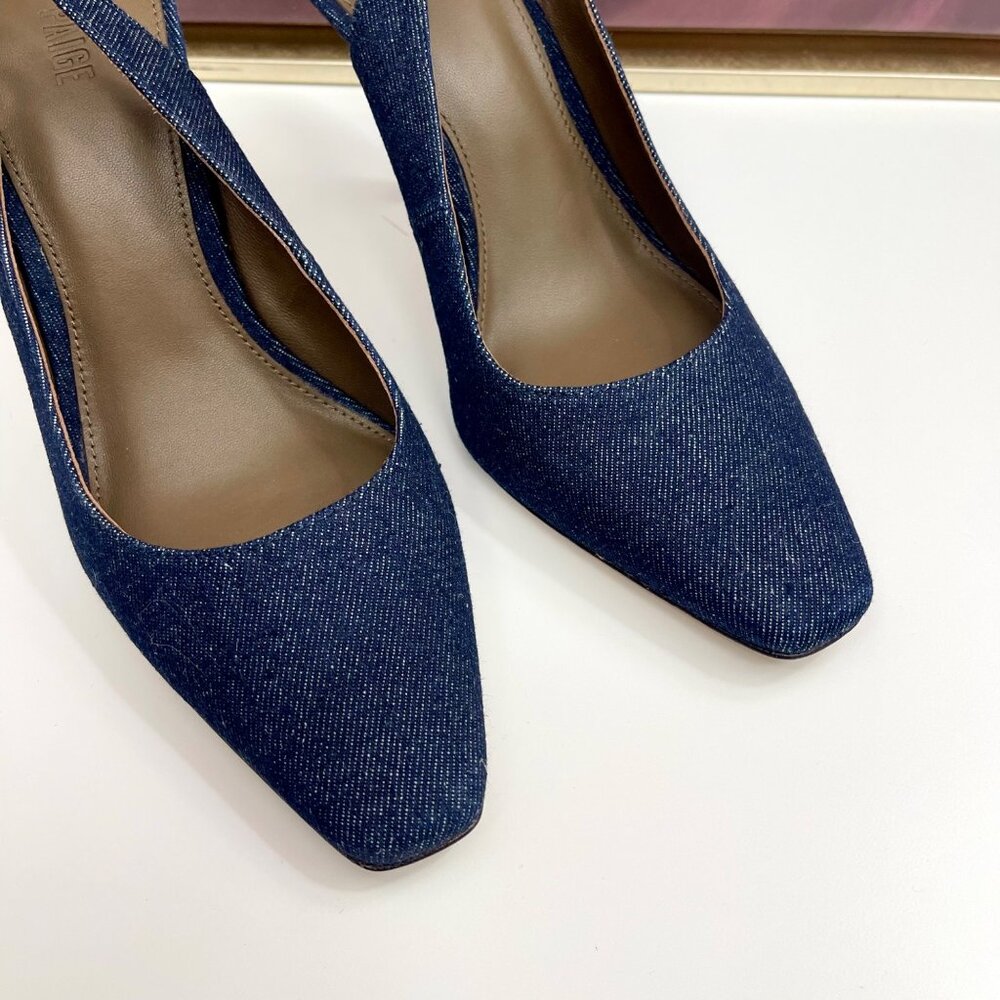 PAIGE Kaela‎ Slingback Square Toe Pump in Denim Size 7 - Picture 5 of 10